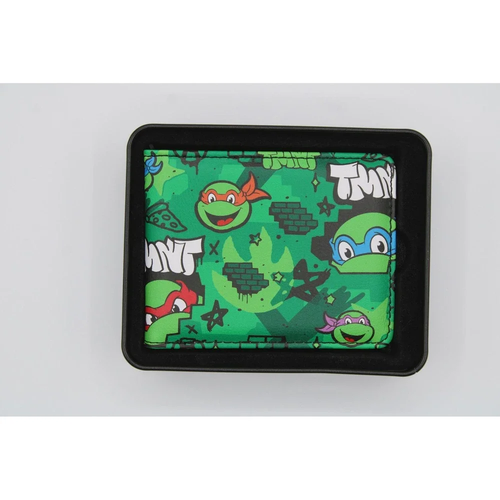 Bi-Fold Wallet - Teenage Mutant Ninja Turtles TMNT Faces Brick Wall Greens